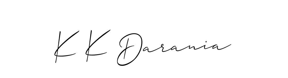 You should practise on your own different ways (Allison_Script) to write your name (K K Darania) in signature. don't let someone else do it for you. K K Darania signature style 2 images and pictures png