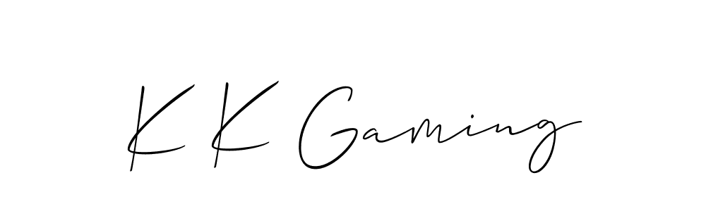 Design your own signature with our free online signature maker. With this signature software, you can create a handwritten (Allison_Script) signature for name K K Gaming. K K Gaming signature style 2 images and pictures png