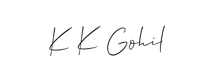 Create a beautiful signature design for name K K Gohil. With this signature (Allison_Script) fonts, you can make a handwritten signature for free. K K Gohil signature style 2 images and pictures png