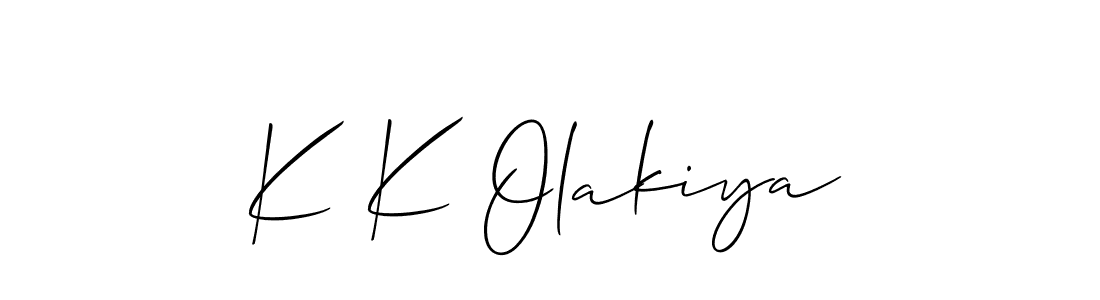 if you are searching for the best signature style for your name K K Olakiya. so please give up your signature search. here we have designed multiple signature styles  using Allison_Script. K K Olakiya signature style 2 images and pictures png