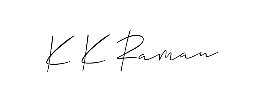 You should practise on your own different ways (Allison_Script) to write your name (K K Raman) in signature. don't let someone else do it for you. K K Raman signature style 2 images and pictures png