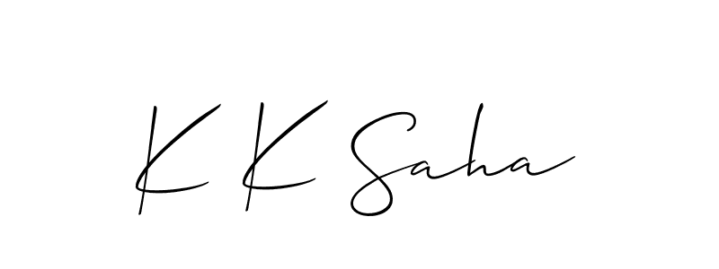 How to make K K Saha name signature. Use Allison_Script style for creating short signs online. This is the latest handwritten sign. K K Saha signature style 2 images and pictures png