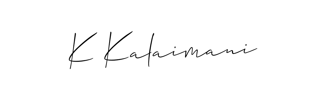 You should practise on your own different ways (Allison_Script) to write your name (K Kalaimani) in signature. don't let someone else do it for you. K Kalaimani signature style 2 images and pictures png