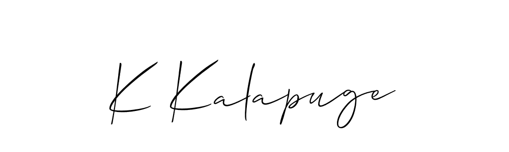 K Kalapuge stylish signature style. Best Handwritten Sign (Allison_Script) for my name. Handwritten Signature Collection Ideas for my name K Kalapuge. K Kalapuge signature style 2 images and pictures png