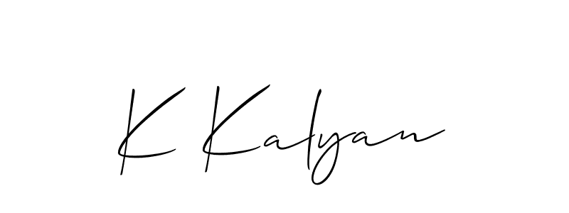 Make a beautiful signature design for name K Kalyan. With this signature (Allison_Script) style, you can create a handwritten signature for free. K Kalyan signature style 2 images and pictures png