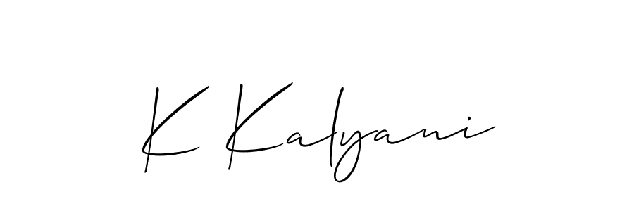 if you are searching for the best signature style for your name K Kalyani. so please give up your signature search. here we have designed multiple signature styles  using Allison_Script. K Kalyani signature style 2 images and pictures png