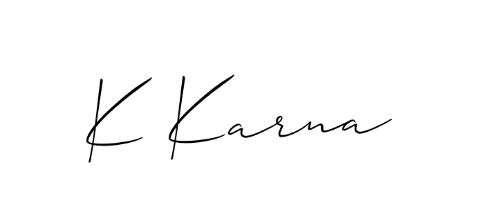 How to make K Karna signature? Allison_Script is a professional autograph style. Create handwritten signature for K Karna name. K Karna signature style 2 images and pictures png