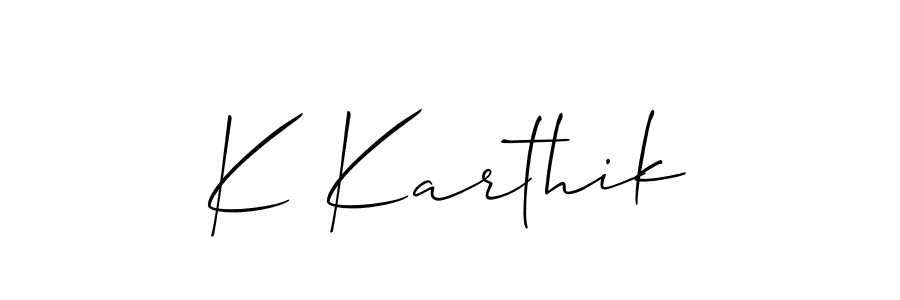 if you are searching for the best signature style for your name K Karthik. so please give up your signature search. here we have designed multiple signature styles  using Allison_Script. K Karthik signature style 2 images and pictures png