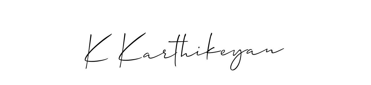 Create a beautiful signature design for name K Karthikeyan. With this signature (Allison_Script) fonts, you can make a handwritten signature for free. K Karthikeyan signature style 2 images and pictures png