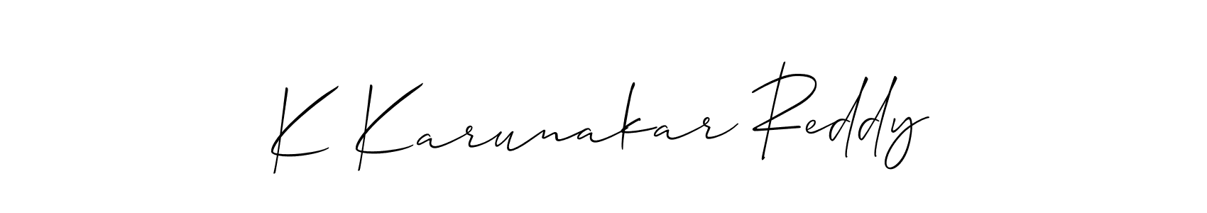 Create a beautiful signature design for name K Karunakar Reddy. With this signature (Allison_Script) fonts, you can make a handwritten signature for free. K Karunakar Reddy signature style 2 images and pictures png