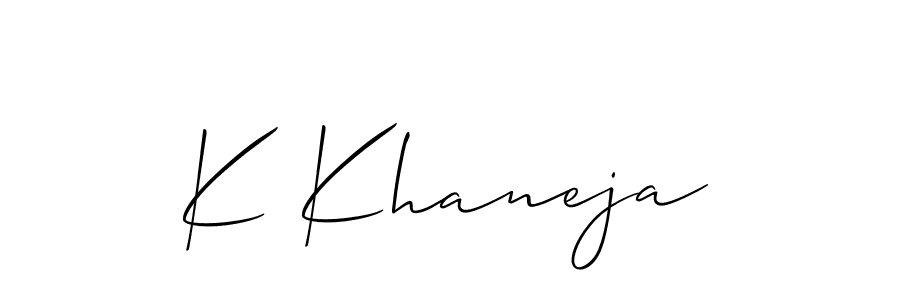 Use a signature maker to create a handwritten signature online. With this signature software, you can design (Allison_Script) your own signature for name K Khaneja. K Khaneja signature style 2 images and pictures png