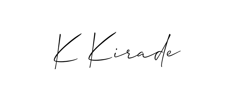 It looks lik you need a new signature style for name K Kirade. Design unique handwritten (Allison_Script) signature with our free signature maker in just a few clicks. K Kirade signature style 2 images and pictures png
