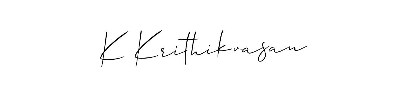Also we have K Krithikvasan name is the best signature style. Create professional handwritten signature collection using Allison_Script autograph style. K Krithikvasan signature style 2 images and pictures png