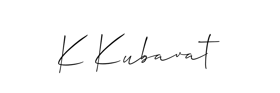 Make a beautiful signature design for name K Kubavat. With this signature (Allison_Script) style, you can create a handwritten signature for free. K Kubavat signature style 2 images and pictures png