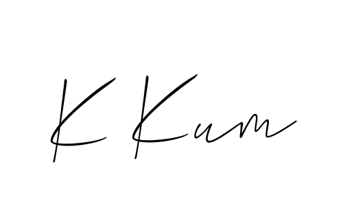 You should practise on your own different ways (Allison_Script) to write your name (K Kum) in signature. don't let someone else do it for you. K Kum signature style 2 images and pictures png