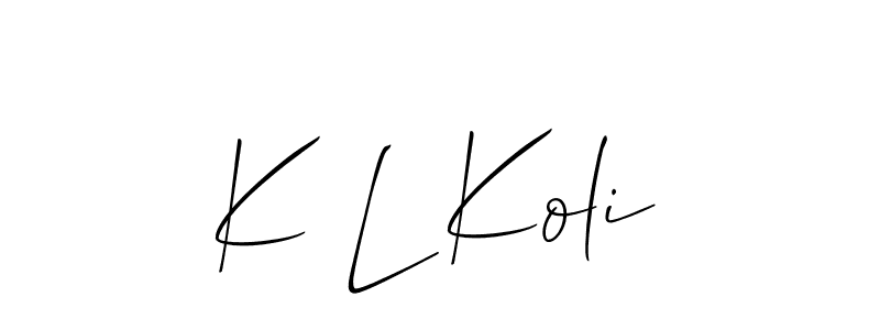 You should practise on your own different ways (Allison_Script) to write your name (K L Koli) in signature. don't let someone else do it for you. K L Koli signature style 2 images and pictures png