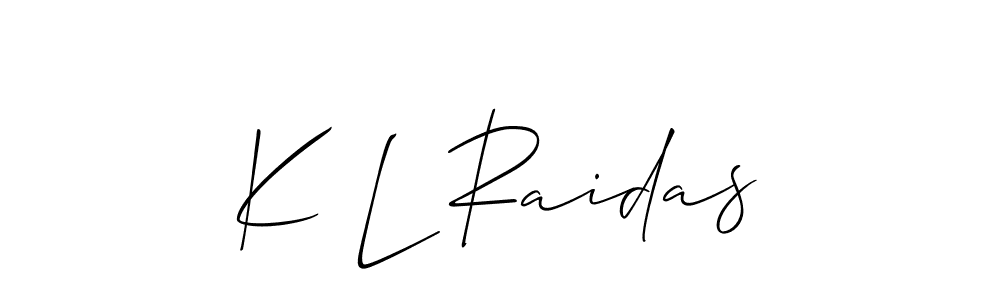 Allison_Script is a professional signature style that is perfect for those who want to add a touch of class to their signature. It is also a great choice for those who want to make their signature more unique. Get K L Raidas name to fancy signature for free. K L Raidas signature style 2 images and pictures png