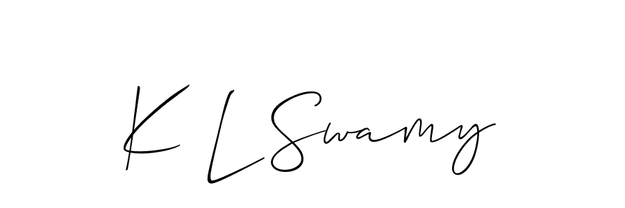 You should practise on your own different ways (Allison_Script) to write your name (K L Swamy) in signature. don't let someone else do it for you. K L Swamy signature style 2 images and pictures png