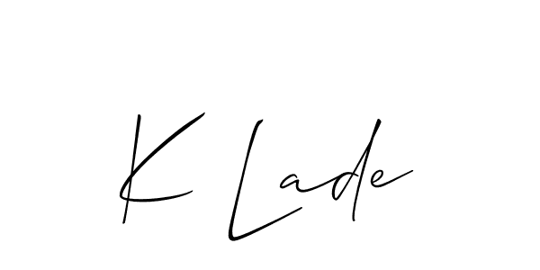 Also You can easily find your signature by using the search form. We will create K Lade name handwritten signature images for you free of cost using Allison_Script sign style. K Lade signature style 2 images and pictures png