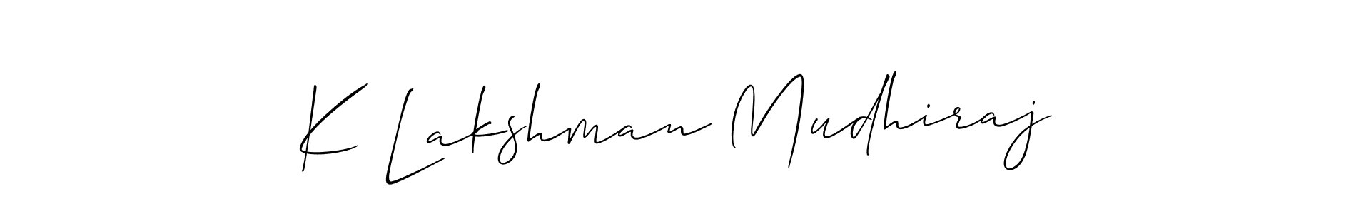 It looks lik you need a new signature style for name K Lakshman Mudhiraj. Design unique handwritten (Allison_Script) signature with our free signature maker in just a few clicks. K Lakshman Mudhiraj signature style 2 images and pictures png