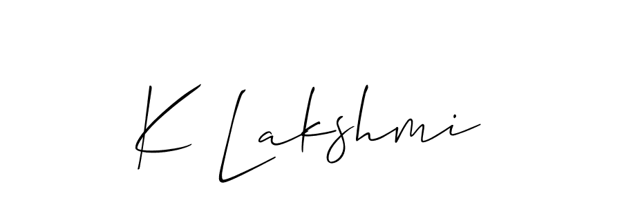 The best way (Allison_Script) to make a short signature is to pick only two or three words in your name. The name K Lakshmi include a total of six letters. For converting this name. K Lakshmi signature style 2 images and pictures png