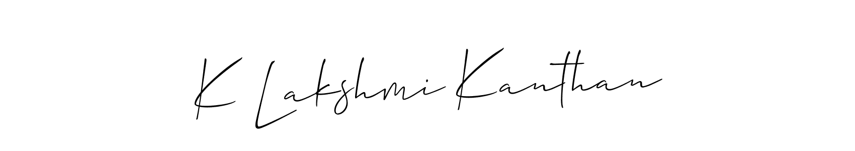 Use a signature maker to create a handwritten signature online. With this signature software, you can design (Allison_Script) your own signature for name K Lakshmi Kanthan. K Lakshmi Kanthan signature style 2 images and pictures png