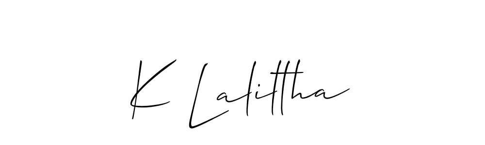 How to Draw K Laliltha signature style? Allison_Script is a latest design signature styles for name K Laliltha. K Laliltha signature style 2 images and pictures png