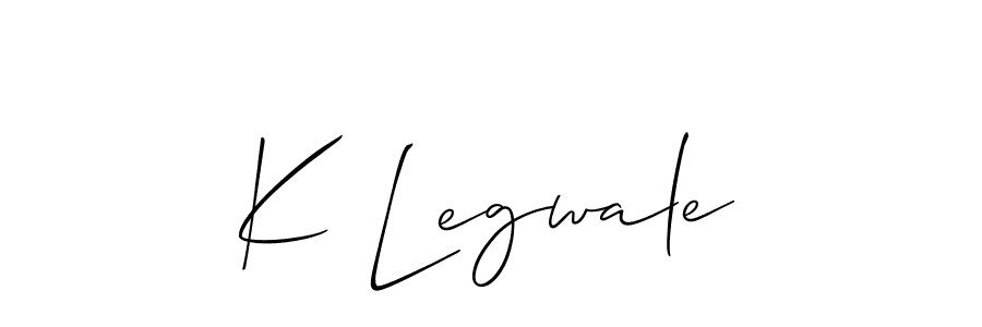 Make a short K Legwale signature style. Manage your documents anywhere anytime using Allison_Script. Create and add eSignatures, submit forms, share and send files easily. K Legwale signature style 2 images and pictures png