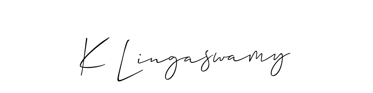 Allison_Script is a professional signature style that is perfect for those who want to add a touch of class to their signature. It is also a great choice for those who want to make their signature more unique. Get K Lingaswamy name to fancy signature for free. K Lingaswamy signature style 2 images and pictures png