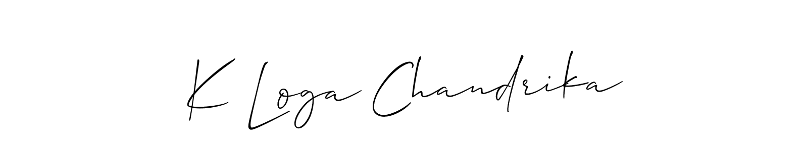 Design your own signature with our free online signature maker. With this signature software, you can create a handwritten (Allison_Script) signature for name K Loga Chandrika. K Loga Chandrika signature style 2 images and pictures png