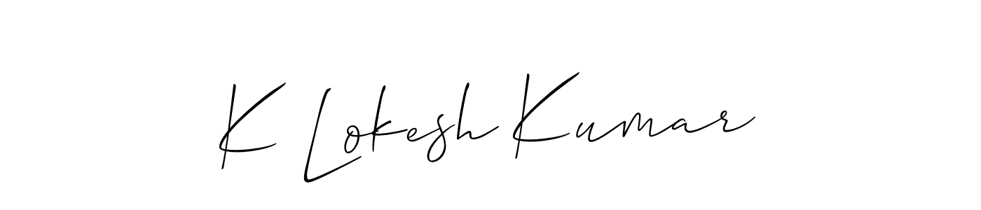 Make a beautiful signature design for name K Lokesh Kumar. With this signature (Allison_Script) style, you can create a handwritten signature for free. K Lokesh Kumar signature style 2 images and pictures png