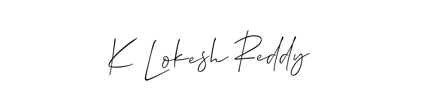 Use a signature maker to create a handwritten signature online. With this signature software, you can design (Allison_Script) your own signature for name K Lokesh Reddy. K Lokesh Reddy signature style 2 images and pictures png