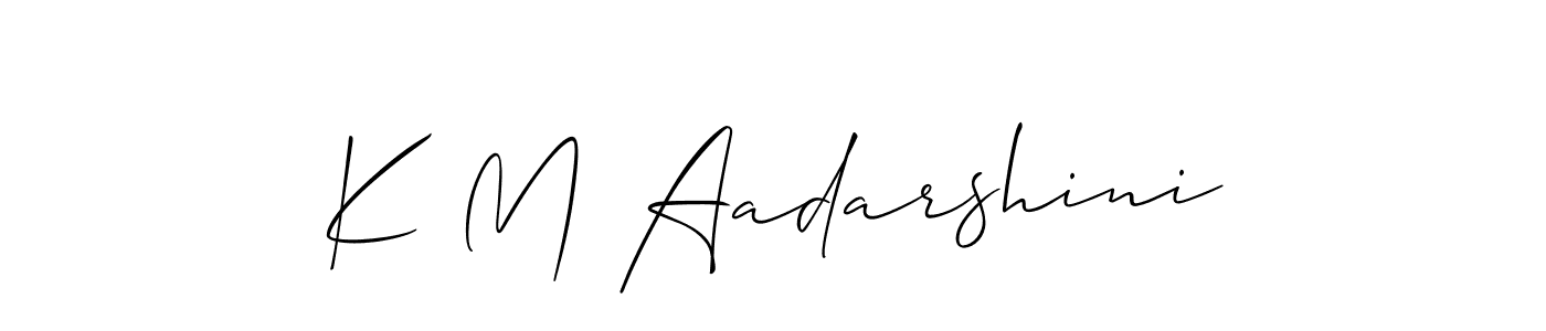 Design your own signature with our free online signature maker. With this signature software, you can create a handwritten (Allison_Script) signature for name K M Aadarshini. K M Aadarshini signature style 2 images and pictures png
