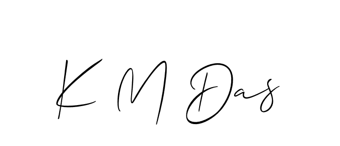 if you are searching for the best signature style for your name K M Das. so please give up your signature search. here we have designed multiple signature styles  using Allison_Script. K M Das signature style 2 images and pictures png
