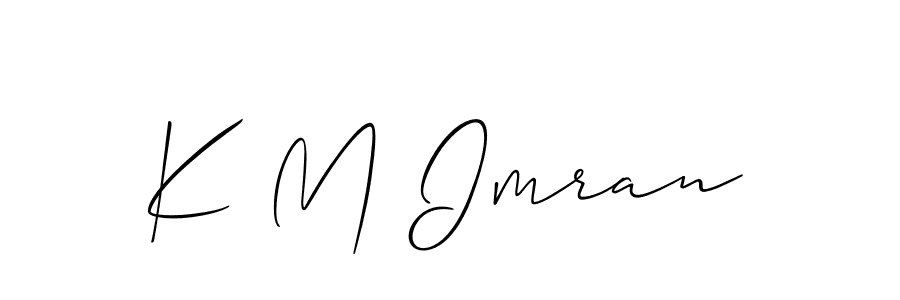 The best way (Allison_Script) to make a short signature is to pick only two or three words in your name. The name K M Imran include a total of six letters. For converting this name. K M Imran signature style 2 images and pictures png