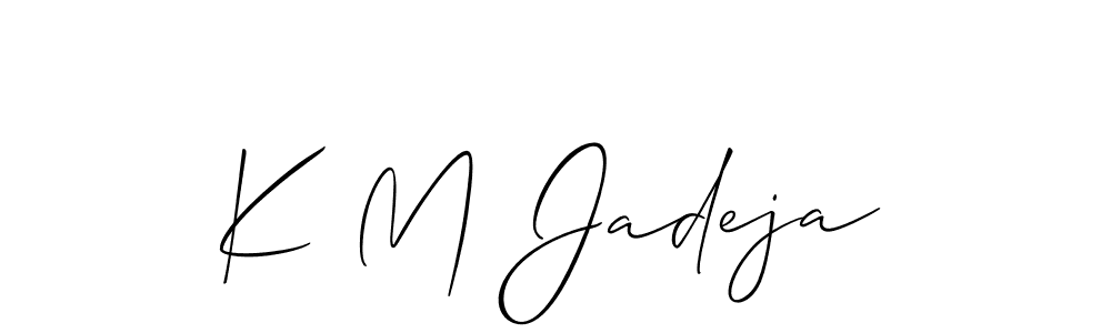 Create a beautiful signature design for name K M Jadeja. With this signature (Allison_Script) fonts, you can make a handwritten signature for free. K M Jadeja signature style 2 images and pictures png