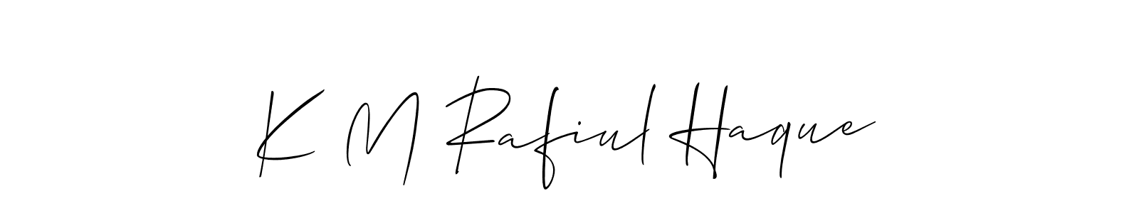 Create a beautiful signature design for name K M Rafiul Haque. With this signature (Allison_Script) fonts, you can make a handwritten signature for free. K M Rafiul Haque signature style 2 images and pictures png