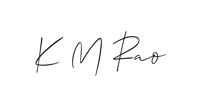 How to make K M Rao name signature. Use Allison_Script style for creating short signs online. This is the latest handwritten sign. K M Rao signature style 2 images and pictures png