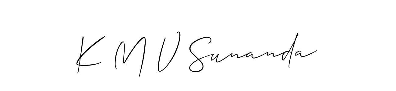 Make a beautiful signature design for name K M V Sunanda. With this signature (Allison_Script) style, you can create a handwritten signature for free. K M V Sunanda signature style 2 images and pictures png