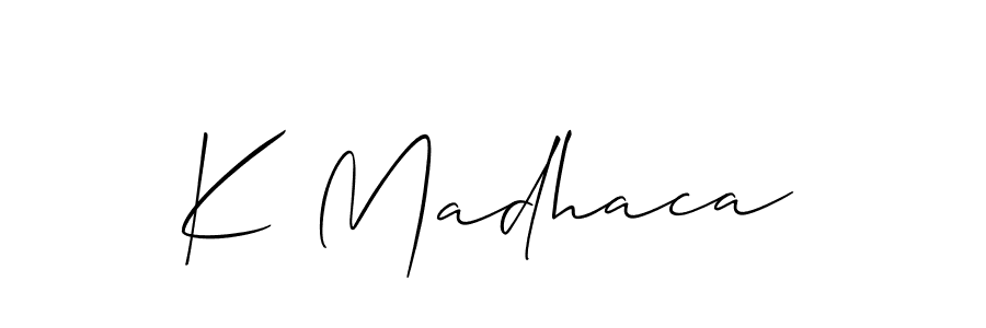 Also You can easily find your signature by using the search form. We will create K Madhaca name handwritten signature images for you free of cost using Allison_Script sign style. K Madhaca signature style 2 images and pictures png