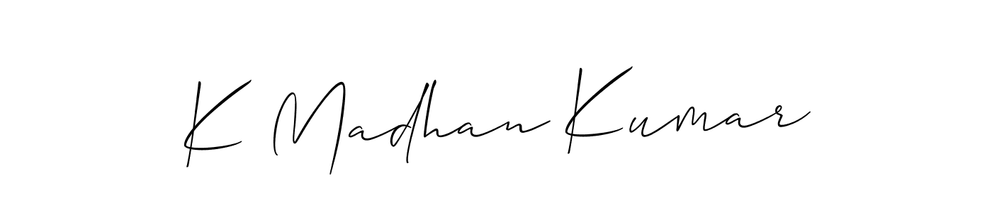 Make a beautiful signature design for name K Madhan Kumar. With this signature (Allison_Script) style, you can create a handwritten signature for free. K Madhan Kumar signature style 2 images and pictures png