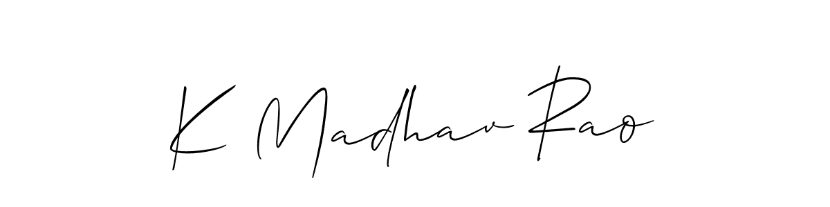 Allison_Script is a professional signature style that is perfect for those who want to add a touch of class to their signature. It is also a great choice for those who want to make their signature more unique. Get K Madhav Rao name to fancy signature for free. K Madhav Rao signature style 2 images and pictures png