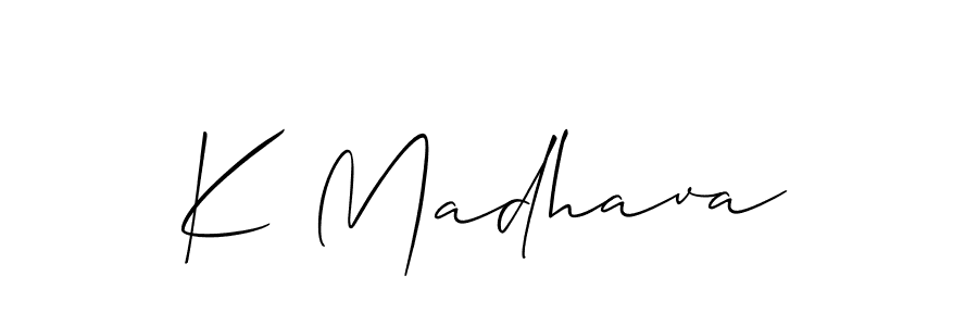 Design your own signature with our free online signature maker. With this signature software, you can create a handwritten (Allison_Script) signature for name K Madhava. K Madhava signature style 2 images and pictures png