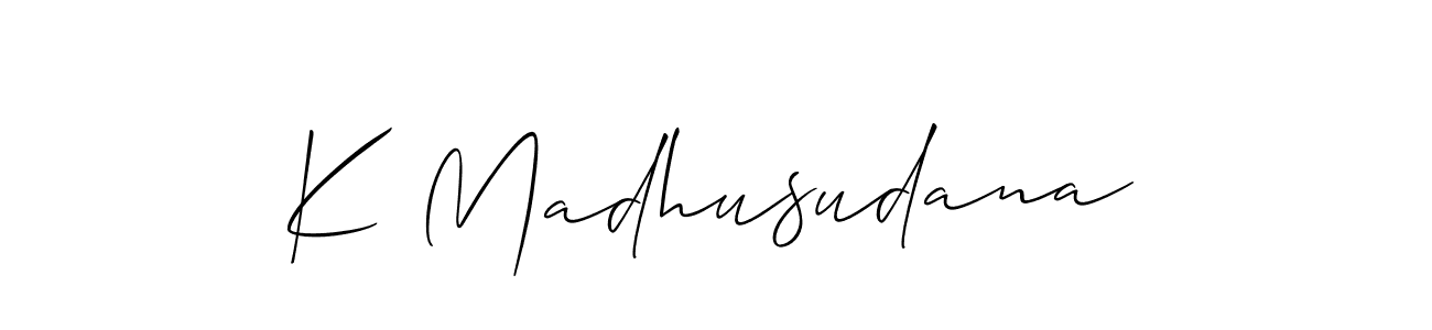 How to make K Madhusudana signature? Allison_Script is a professional autograph style. Create handwritten signature for K Madhusudana name. K Madhusudana signature style 2 images and pictures png