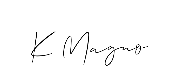 if you are searching for the best signature style for your name K Magno. so please give up your signature search. here we have designed multiple signature styles  using Allison_Script. K Magno signature style 2 images and pictures png