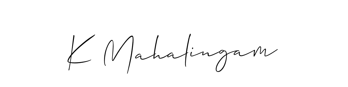 How to make K Mahalingam name signature. Use Allison_Script style for creating short signs online. This is the latest handwritten sign. K Mahalingam signature style 2 images and pictures png