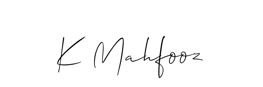 How to make K Mahfooz name signature. Use Allison_Script style for creating short signs online. This is the latest handwritten sign. K Mahfooz signature style 2 images and pictures png