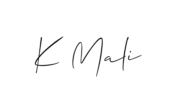 Design your own signature with our free online signature maker. With this signature software, you can create a handwritten (Allison_Script) signature for name K Mali. K Mali signature style 2 images and pictures png