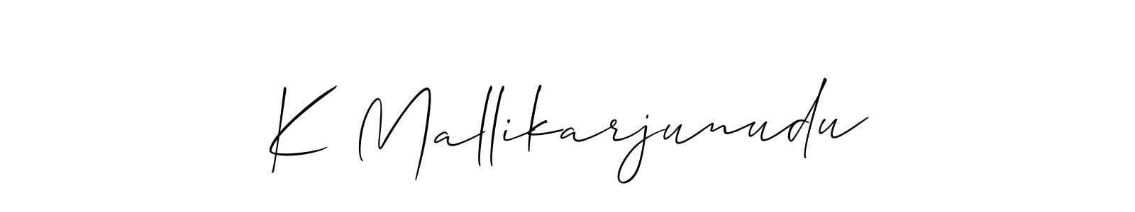 How to make K Mallikarjunudu name signature. Use Allison_Script style for creating short signs online. This is the latest handwritten sign. K Mallikarjunudu signature style 2 images and pictures png