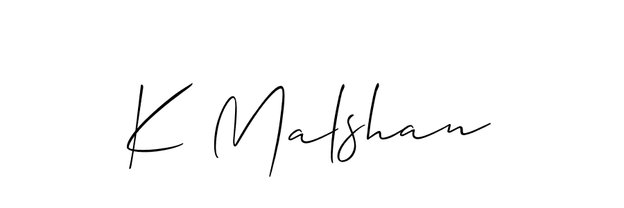 Make a beautiful signature design for name K Malshan. With this signature (Allison_Script) style, you can create a handwritten signature for free. K Malshan signature style 2 images and pictures png